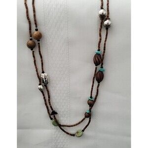 Silpada Sterling Silver 925 Bead Necklace Howlite Jasper Copper Boho N1569 60"
